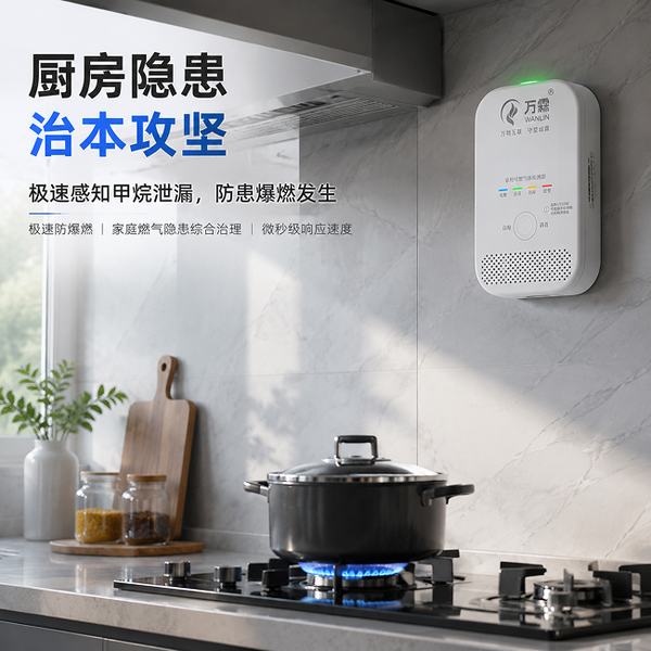 巴中快餐店家用燃气报警器厨房安全 巴中快餐店万霖家用燃气报警器应用