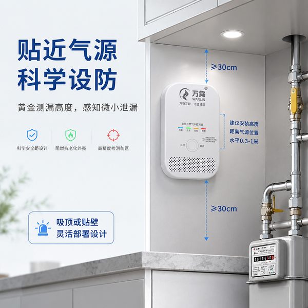 安阳九小场所小吃店燃气报警器 安阳九小场所万霖商用燃气报警器应用