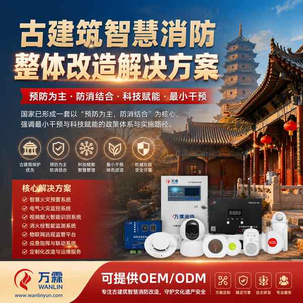 张家界石窟寺管理方古建筑智慧消防改造项目应用现场 张家界石窟寺管理方古建筑智慧消防改造项目部署现场 — 无线物联感知设备隐蔽安装运行