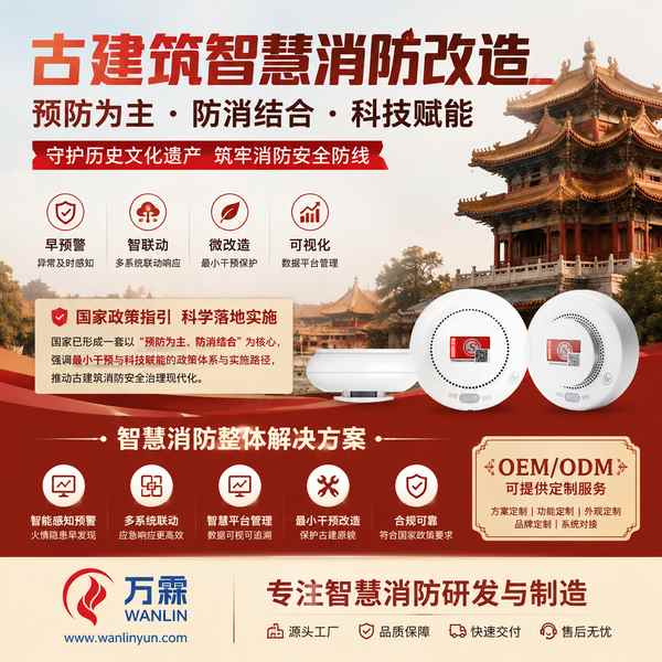 秦皇岛博物馆古建筑智慧消防改造项目应用现场 秦皇岛博物馆古建筑智慧消防改造项目部署现场 — 无线物联感知设备隐蔽安装运行