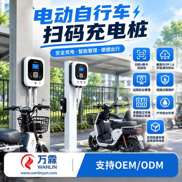 铁岭工厂园区两轮电动车扫描充电桩部署项目应用现场 铁岭工厂园区两轮电动车扫描充电桩配置现场 — 云平台管理与多路数充电